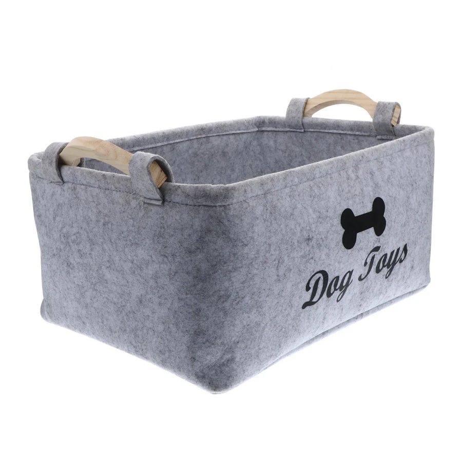 Panier de rangement pour jouets – Feutre doux & poignées en bois